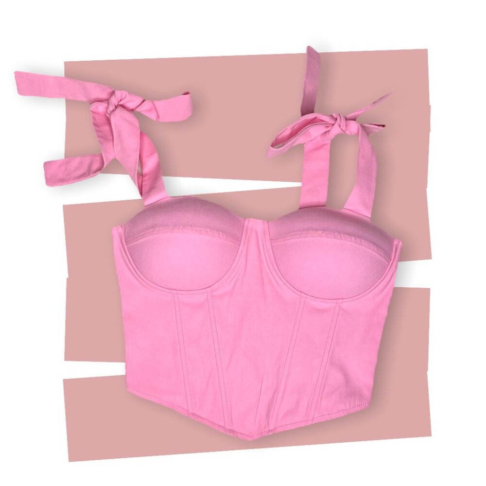 NEW Pink Tie Strap Princess Crop